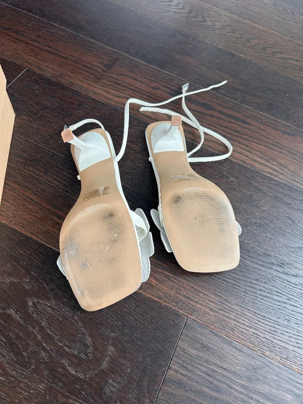 Steve Madden Amani White Flower Square Toe Ankle Strap High Heel Sandals
